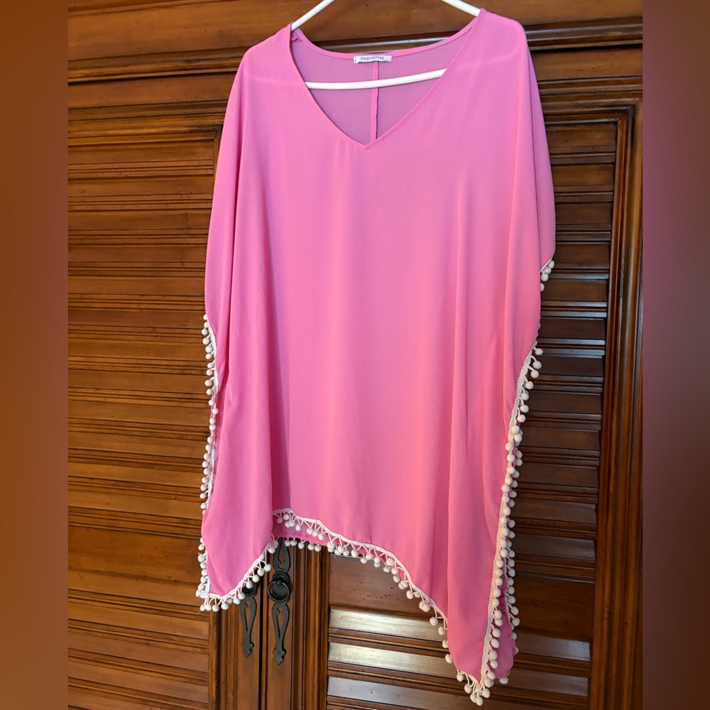 Beach / Swim Cover Up Pink Pom-Pom
